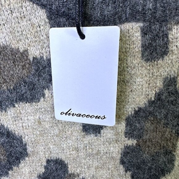 NWT Olivaceous Leopard Print Oversized Soft Cozy Sweater Size S Beige Brown Gray - Picture 15 of 16